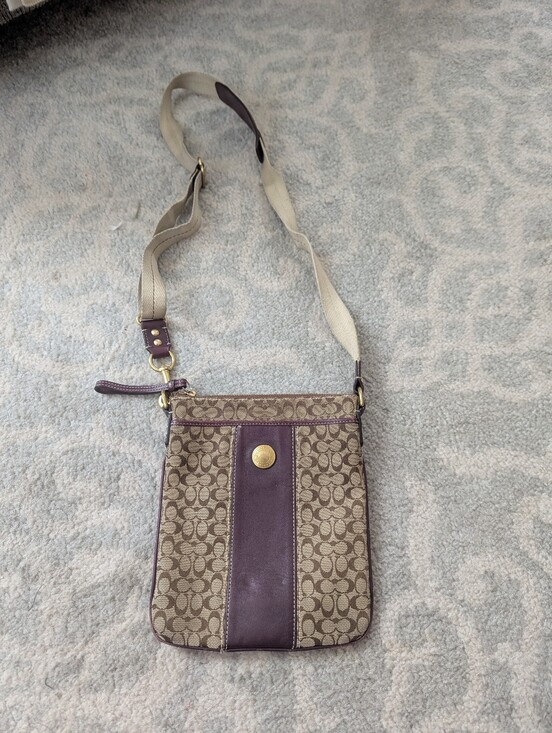 Coach Handbags - Coach Beige and Purple Crossbody Shoulder Bag